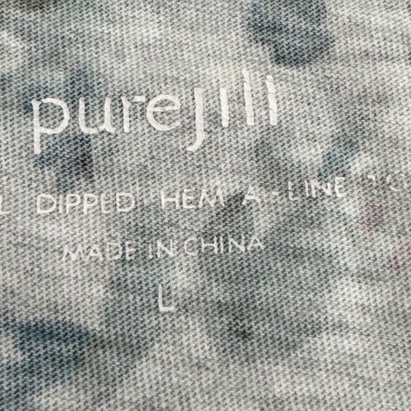 J. Jill Women's L Dipped Hem A-Line Tee Gray Floral - Picture 7 of 12